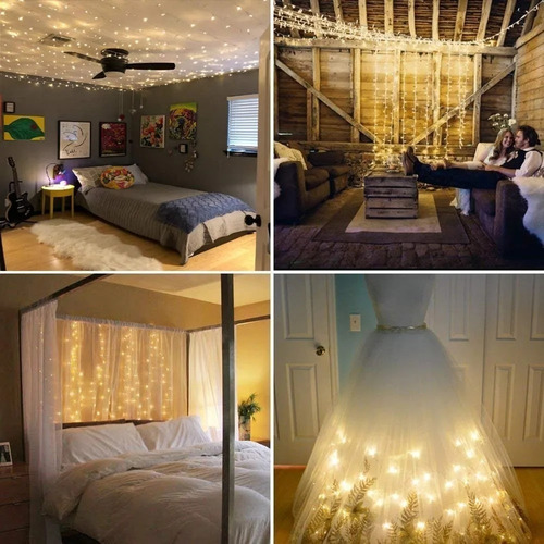 Imagen 9 de 9 de Cortinas Decorativas Luz Led Control Remoto 3x3m 300 Leds