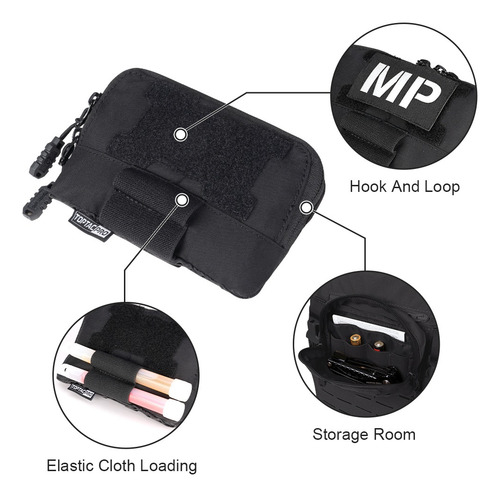 Bolsa Táctico De Administración Edc Para Militar Airsoft Color Negro