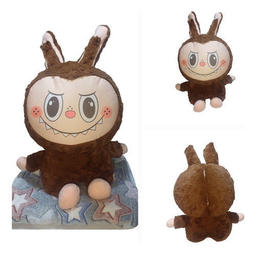 Peluche Labubu Grande Con Manta Luminosa 1 Plaza Cute Marrón