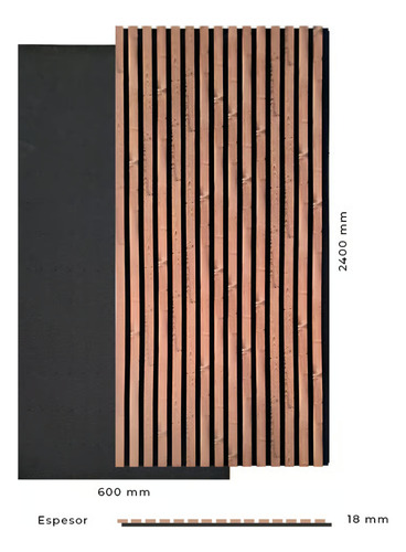 Wall Panel® Revestimiento Acustico Interior 60cm X 2.40m Nogal Marrón Oscuro