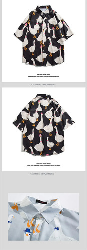 Camisa Holgada De Manga Corta Con Estampado De Dibujos Anima