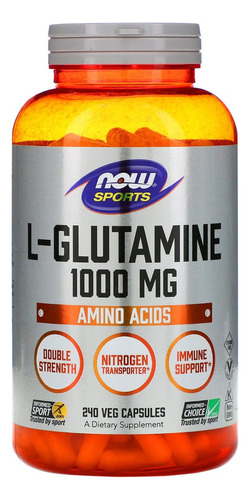 Now Foods, Sports, L-glutamine, 1,000 Mg, 240 Capsules Sabor Neutro