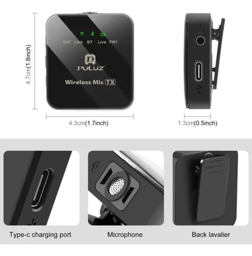 Micrófonos Solapa Inalambricos Premium Para Android E Iphone Negro