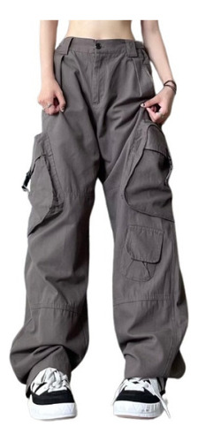 Retro Americano Pantalones Cargo Multibolsillos Mujer Calle