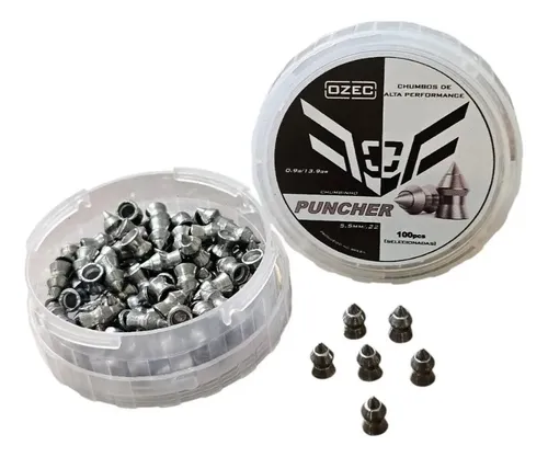 Chumbinho Puncher 5.5mm Ozec Gás Ram 0.9g/13.9gr Air 100un