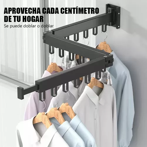 Tendedero plegable para colgar en la pared, plegable, para balcón, baño,  tendedero plegable (color: negro)