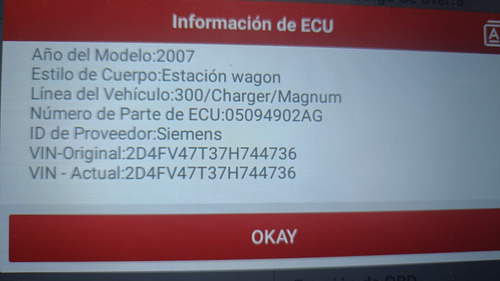 Computadora De Motor Dodge Magnum 2007 2.7 Autom 05094902ag (Usado)