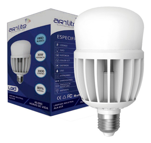 Foco Led Lámpara Industrial E26 Ala-019 30w Blanco Frío Blanco