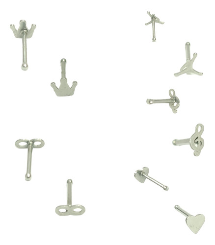 Lote De 10 Piercing Para La Nariz Nostril De Figura Y Color