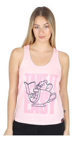 Musculosa Urbo Tom & Jerry Mujer En Rosa Y Multicolor