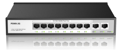 Conmutador De Red Ethernet Gigabit Completo Poe+ De 8 Puerto