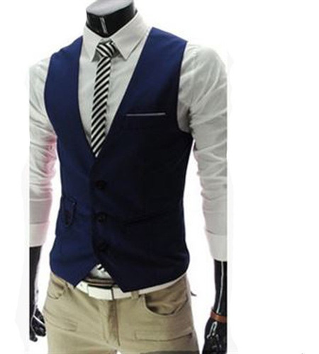 Chalecos De Traje Hombre Slim Color Sólido Solo Pecho