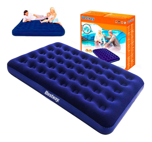 Imagen 2 de 8 de Colchón Inflable Bestway 2 Plazas Camping + Inflador El Rey