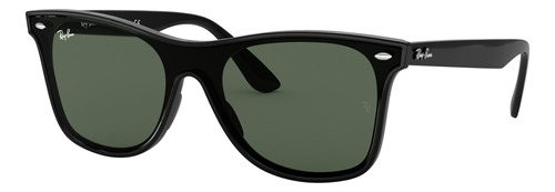 Anteojos de sol Ray-Ban Wayfarer Blaze Large con marco de nailon color matte black, lente green clásica, varilla matte black de nailon - RB4440N