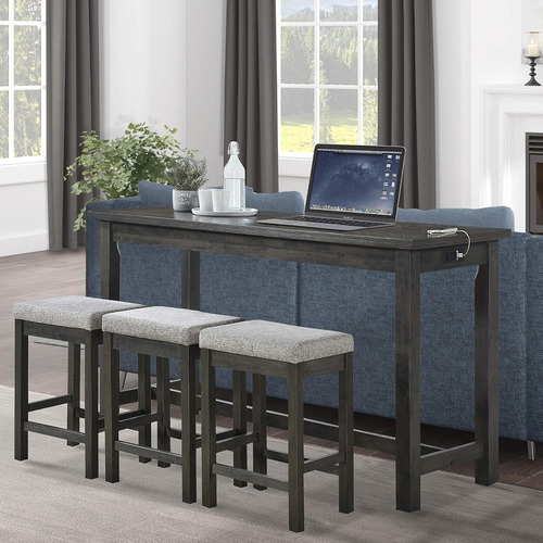 Woodland - Juego De Comedor De 4 Piezas, Color Gris