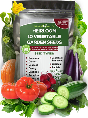 10 Semillas De Verduras Surtidas, Paquete Variado 100% Sin O