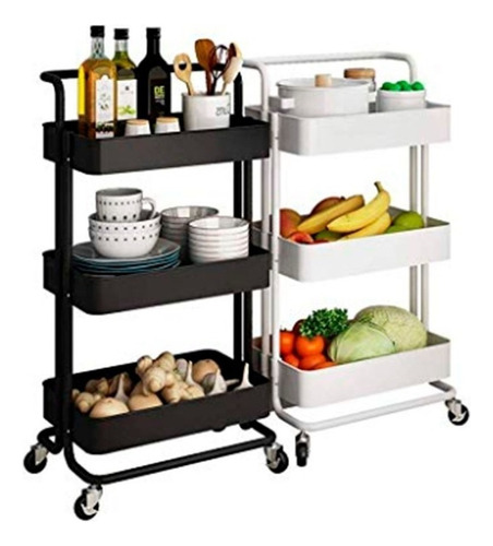 Mesa Auxiliar Cocina Carro Con Ruedas Italy Con Estante Color Negro