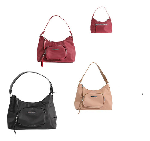 Cartera Trendy Mujer Microfibra Antirrobo Reforzada Acabado De Los Herrajes Níquel Color Negro Correa De Hombro Negro Diseño De La Tela Lisa