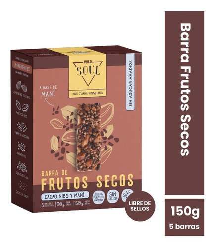 Barra De Frutos Secos Cacao Nibs Maní 30 Grs. (5u.)