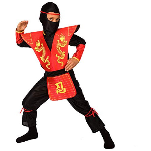 Disfraces Niños Ninja Traje Rojo Dragón Disfraz De Ha...