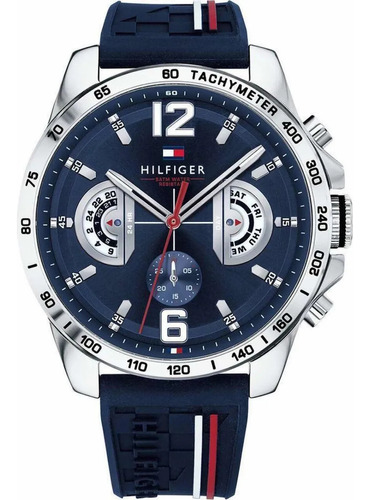 Reloj Tommy Hilfiger Para Hombre De Silicona Azul 1791476 Color de la malla Plateado Color del bisel Plateado