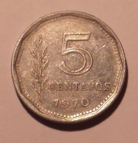 Variante - 5 Centavos 1970 - Casi Reverso Medalla
