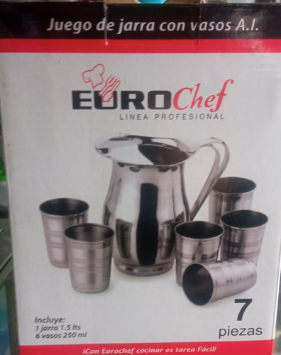 Juego De Jarra Y Vasos Marca Eurochef