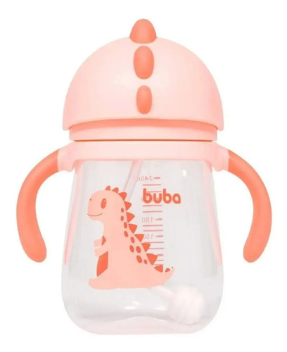 Copo Transição Antivazamento Canudo E Valvula Dino 240ml Cor Rosa