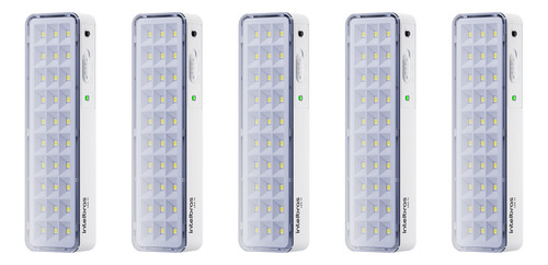 Pack 5 Luminárias Intelbras 30 Leds Iluminação De Emergência