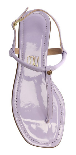 Imagem 4 de 6 de Sandália Feminina Rasteira Flat Broche Logo Roxo - My Shoes