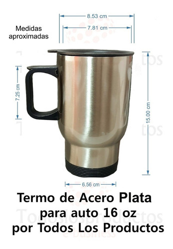 Taza Termo Viajero Para Auto Plata Sublimación Tlp En Acero