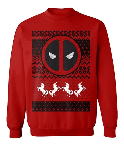 Sudadera Ugly Sweater Deadpool Unicornios + Regalo C/ Envio