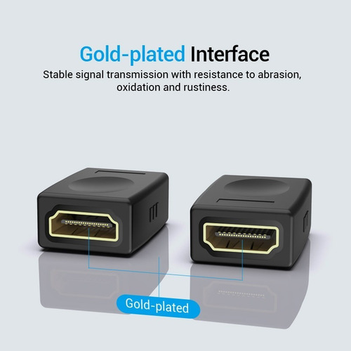 Imagen 4 de 10 de Adaptador Cable Hdmi Hembra A Hdmi Hembra Prolongador Vention