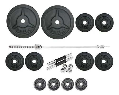 Kit De Pesas Mancuernas 50 Kg/100 Libras Con Barra Recta
