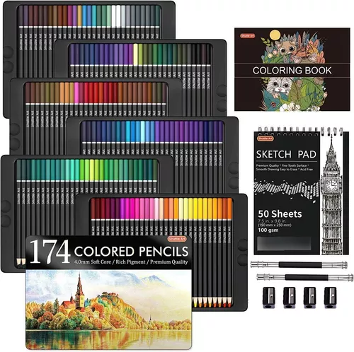 Set De Arte Profesional, Colores Lápices Kit Dibujo 114pcs, Moda de Mujer