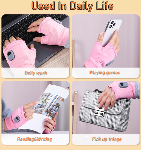 Guantes Calefaccionados Smart Thermostatic Modelo Sin Dedos Rosado
