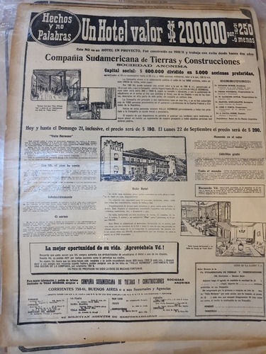 Publicidad Orig. Año 1913-e12893-cia.sudamericana De Tierras
