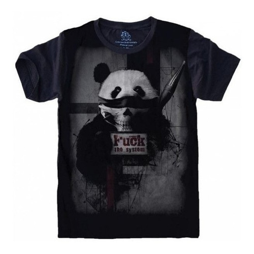 Camiseta Estilosa 3d Fullprint - Panda Fuck The System