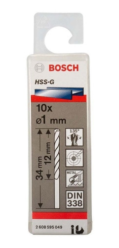 Broca Metal Hss-g 1.0mm 10 Unidades - Bosch