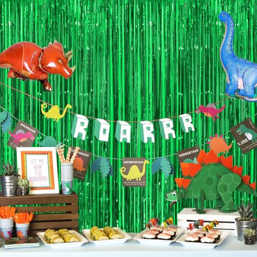 Telón De Fondo Verde Con Flecos Para Fiestas