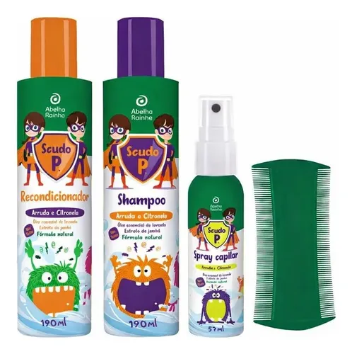 Kit Scudo P. Mata Piolhos E Lêndeas 4 Itens - Abelha Rainha