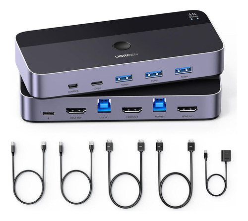 Conmutador Kvm Usb 3.0 Hdmi 3 Puertos Usb + 1 Tipo C