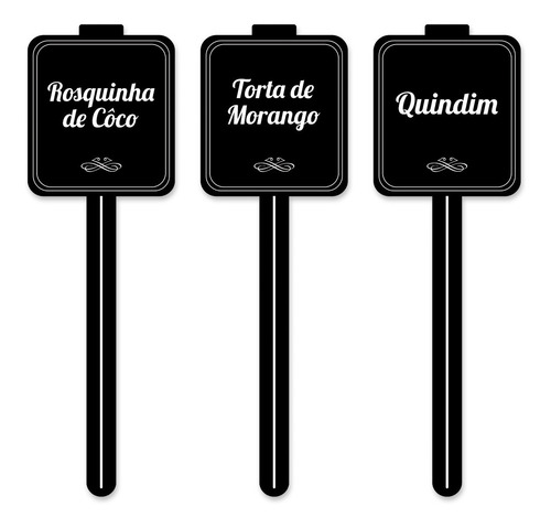 Imagem 5 de 5 de Kit 30 Placas Identificador Doces Padaria Personalizado
