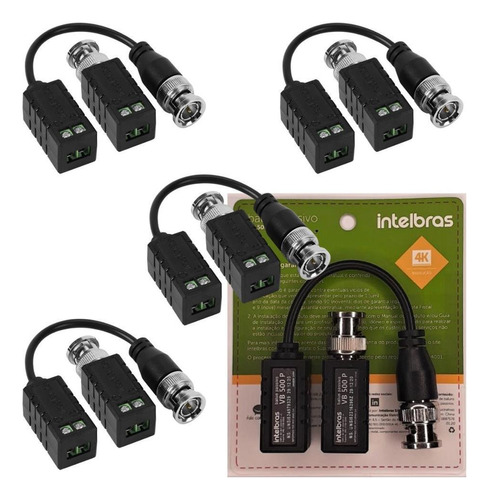 4 Pares Balun Passivo Vídeo Vb 500 P Intelbras Resolução 4k