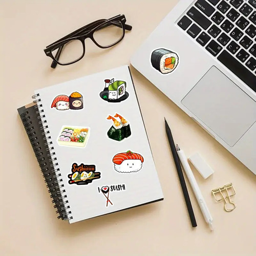 50 Calcomanías Sticker Impermeables De Sushi Comida Japonesa