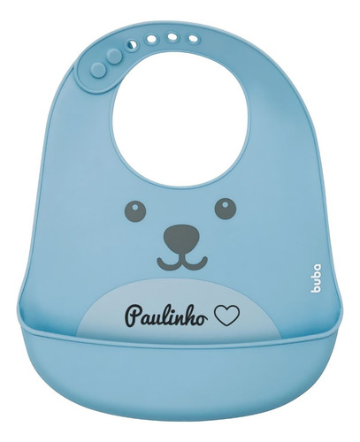 Babador Silicone Personalizado Com Nome Buba Gumy Azul Cor Azul-celeste Tamanho 3 meses