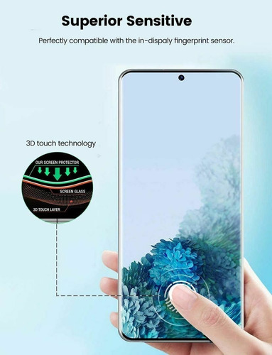 Imagen 2 de 5 de Mica De Vidrio Templado Uv Protector Galaxy S20 Plus Ultra