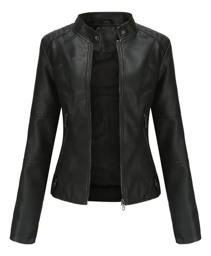 Chaqueta De Cuero Biker Slim Para Mujer Nueva 2023