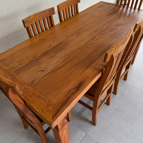 Mesa De Jantar 1,80m +6 Cadeiras Madeira Demolição Promoção