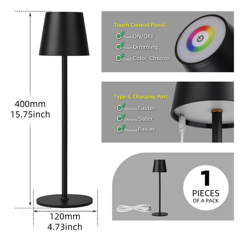 Lámpara De Mesa Led Moderna Recargable Usb Lamp Rgb